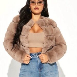 Women's Tan Faux Fur Jacket